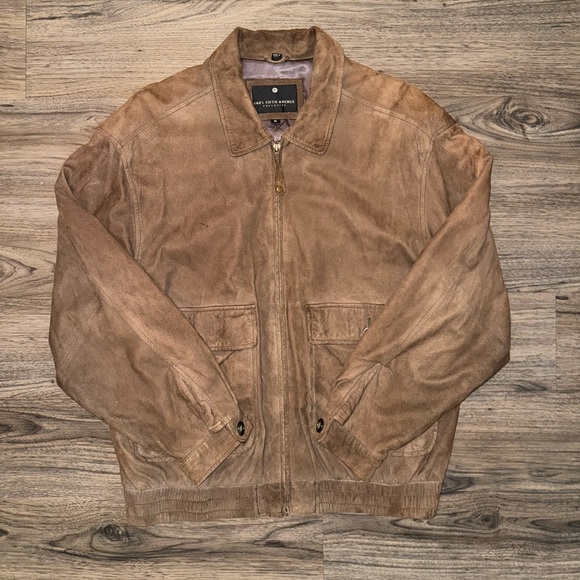 Saks Fifth Avenue Exclusive Men’s Medium Suede Leather Bomber Jacket - Picture 1 of 8